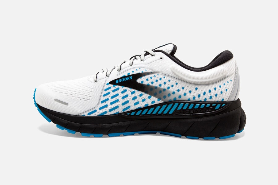 Brooks Adrenaline Gts 21 Road Löparskor Herr - Vita/Svarta/Blå - 9874-WBPZF